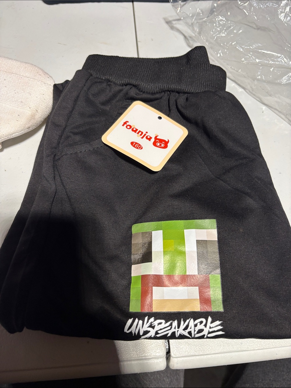 Foanja Black Graphic Jogger Pants - Minecraft Unspeakable